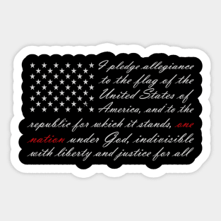 One Nation Pledge Of Allegiance American Flag Sticker